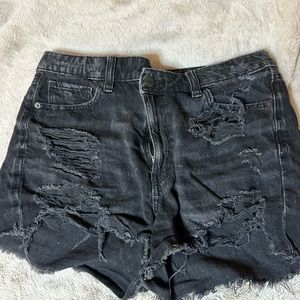 american eagle crossover black jean shorts